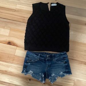 Aso Elena Gilbert tbagslosangeles crochet top small and AEO shorts size 4